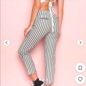 Brandy Melville Navy and White Striped Cropped Pants Size 12 Kids / XXS Women